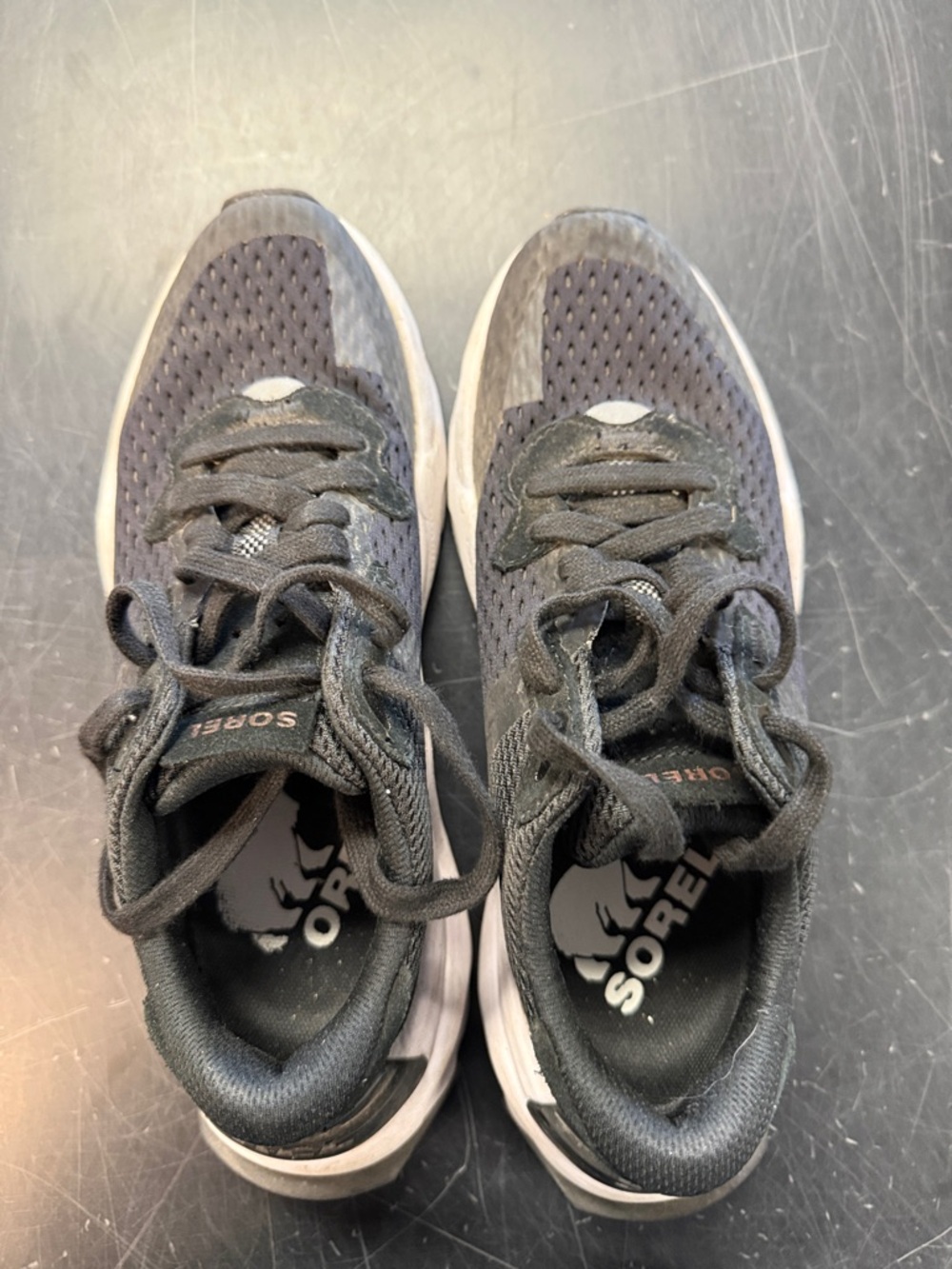 Sorel Black and White Mesh Lace-Up Sneakers